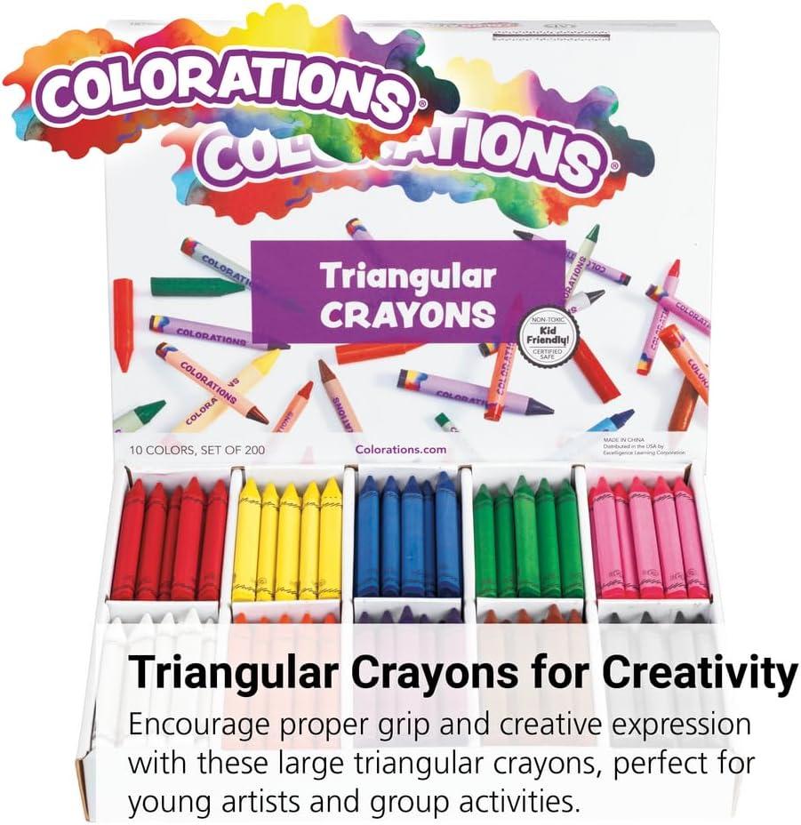 image:imageColorations Large Triangular Crayon Classroom Pack 16 Colors 20 of Each Set of 200 Shape is Easier to Hold amp Grip Glide Easily Kids School Supplies200 Count Pack of 1