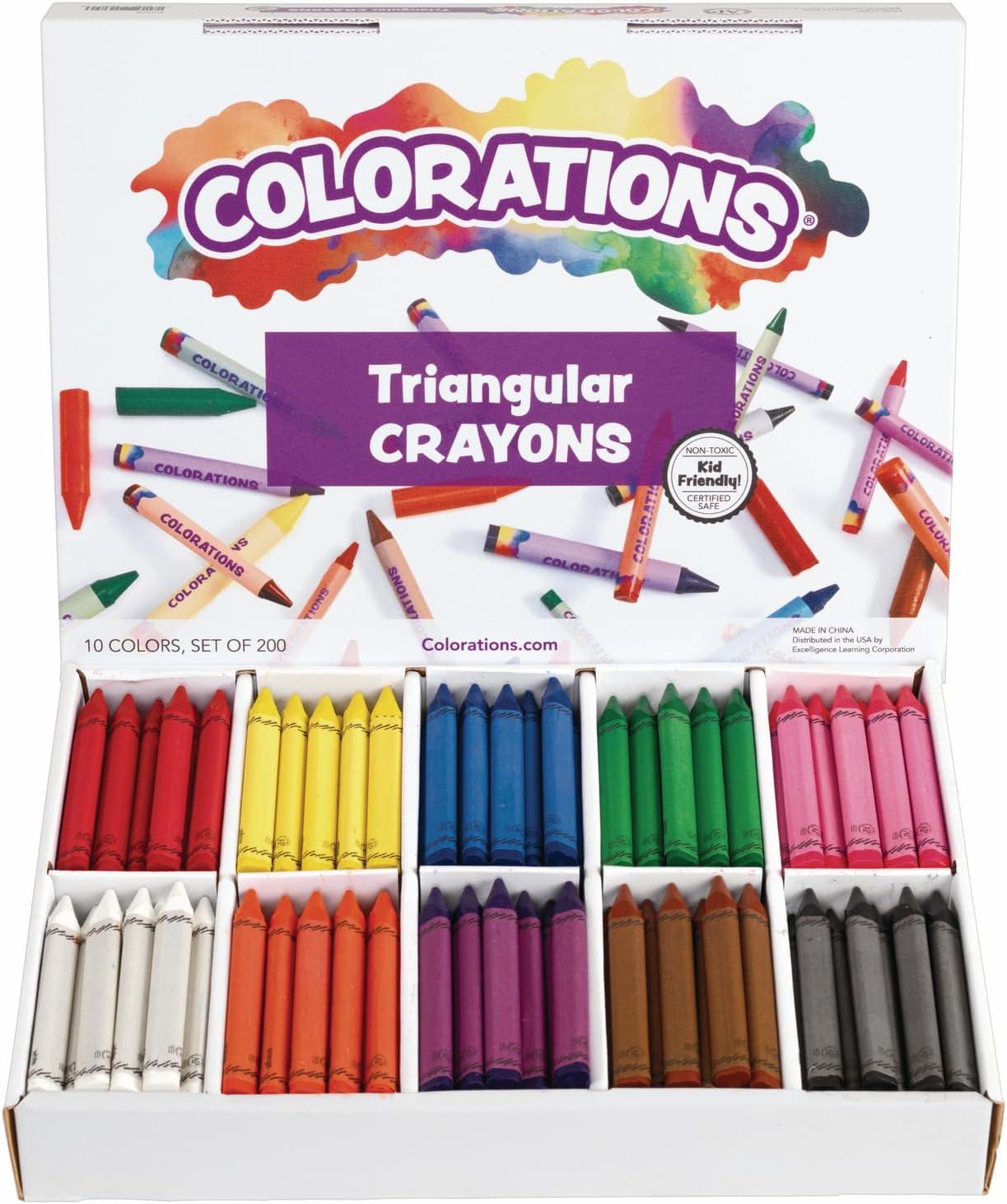 image:imageColorations Large Triangular Crayon Classroom Pack 16 Colors 20 of Each Set of 200 Shape is Easier to Hold amp Grip Glide Easily Kids School Supplies200 Count Pack of 1