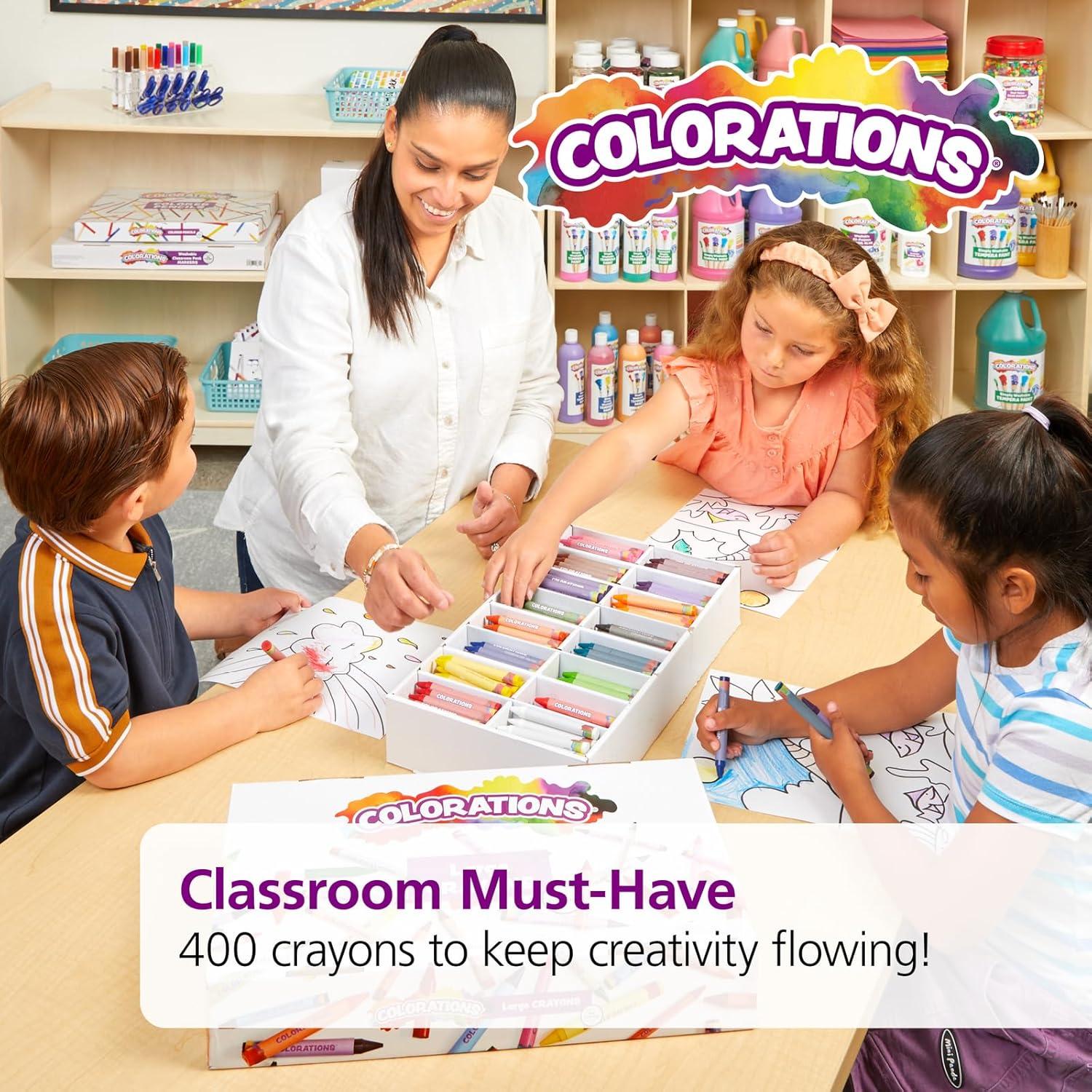 image:imageColorations Large Triangular Crayon Classroom Pack 16 Colors 20 of Each Set of 200 Shape is Easier to Hold amp Grip Glide Easily Kids School Supplies400 Count Pack of 1