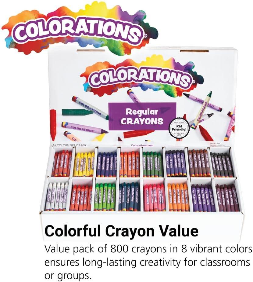 image:imageColorations Regular Size Triangular Crayon Classroom Pack 16 Colors 13 of each Set of 208 EasyGrip NonToxic Crayons for Kids School Supplies Classroom Must Haves800 Count Pack of 1