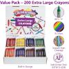 Colorations Large Triangular Crayon Classroom Pack, 16 Colors, 20 of Each, Set of 200, Shape is Easier to Hold & Grip, Glide Easily, Kids School Supplies(200 Count (Pack of 1))