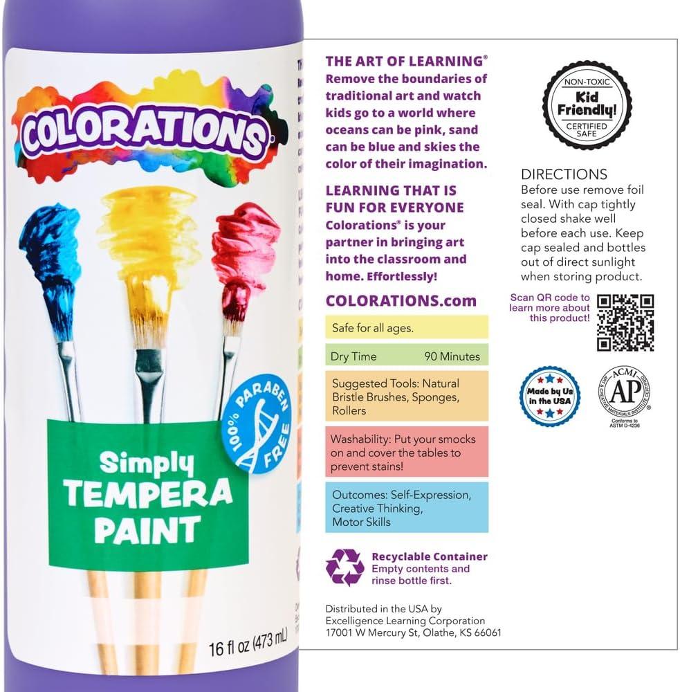 image:imageColorations ParabenFree Tempera Paint for Kids Light Green 16 Ounce Bottle NonToxic and Made in The USAAssorted 6 Tropical Colors