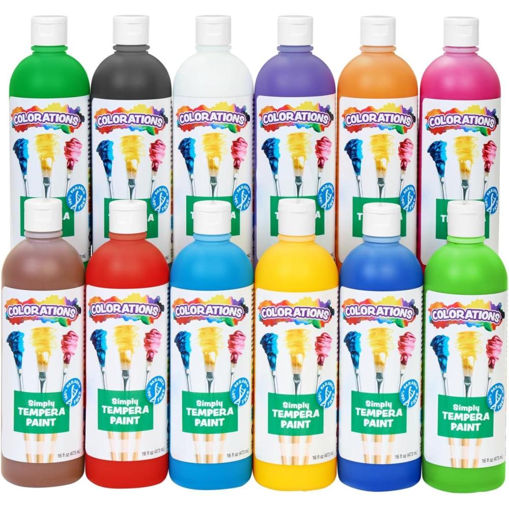 image:imageColorations ParabenFree Tempera Paint for Kids  Light Green 16 Ounce Bottle NonToxic and Made in The USAAssorted  Set of 12
