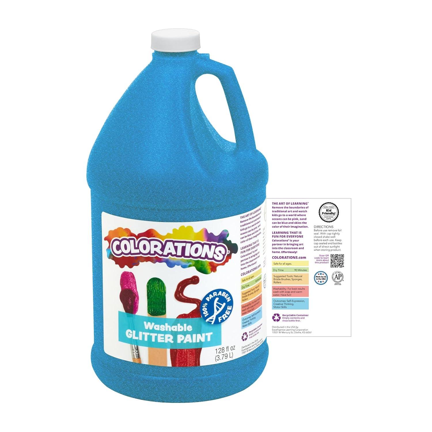 image:imageColorations Washable Glitter Paint Turquoise Non Toxic Vibrant Bold Kids Paint Craft Hobby Fun Art Supplies 1 Gallon GPGTU