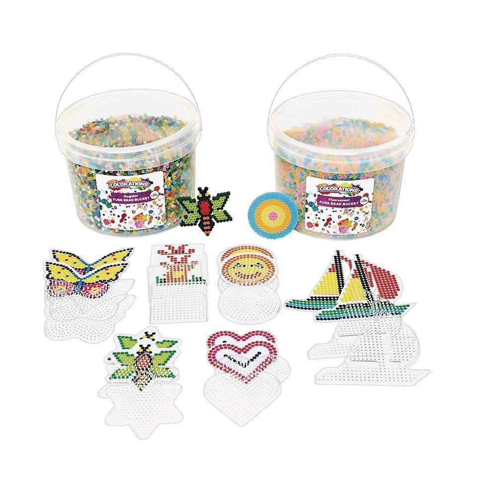 image:imageColorations Fuse Beads 44000 Beads12 Pegboards amp Ironing Paper Fluorescent amp Regular Melty Beads Iron Crafts for Kids Arts amp Crafts Plastic Beads Fine Motor Activity ScreenFree