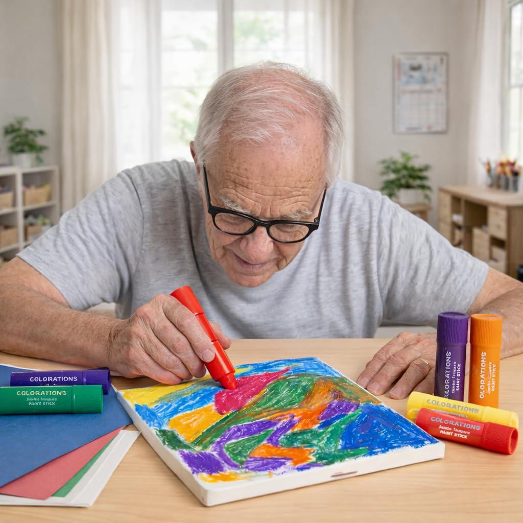image:imageColorations Senior Arts and Crafts Bundle Jumbo Tempera Paint Sticks and Art Paper Set Occupational Therapy Activities for Seniors Fine Motor Rehabilitation Easy Grip Painting Supplies
