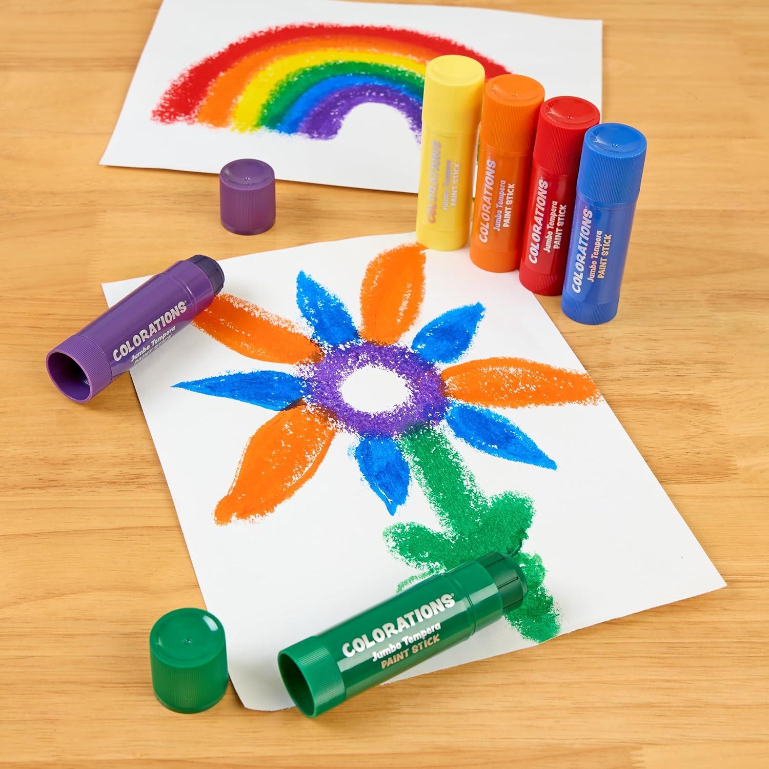 image:imageColorations Senior Arts and Crafts Bundle Jumbo Tempera Paint Sticks and Art Paper Set Occupational Therapy Activities for Seniors Fine Motor Rehabilitation Easy Grip Painting Supplies
